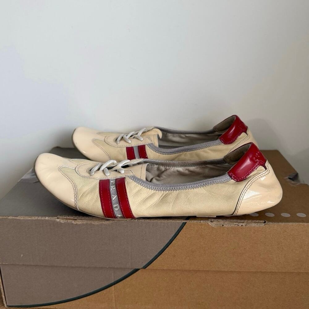 Prada Sport Women Lace Up Ballet Flats- SZ 37.5 / US 7.5 - Picture 4 of 16